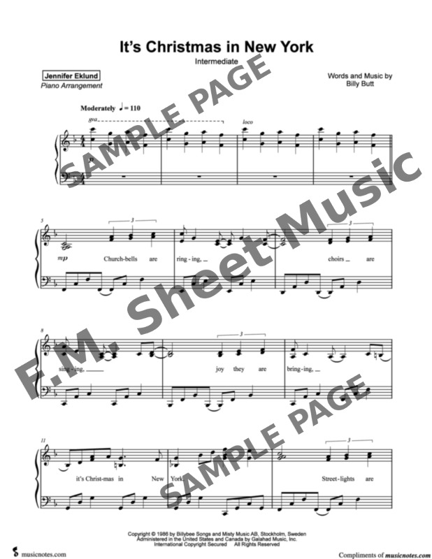 It's Christmas in New York (Intermediate Piano) By John Wesley Shipp, Loa Falkman F.M. Sheet